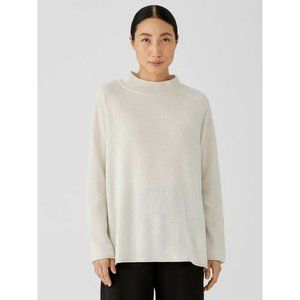 Recycled Cashmere Wool Mock Neck Box-Top